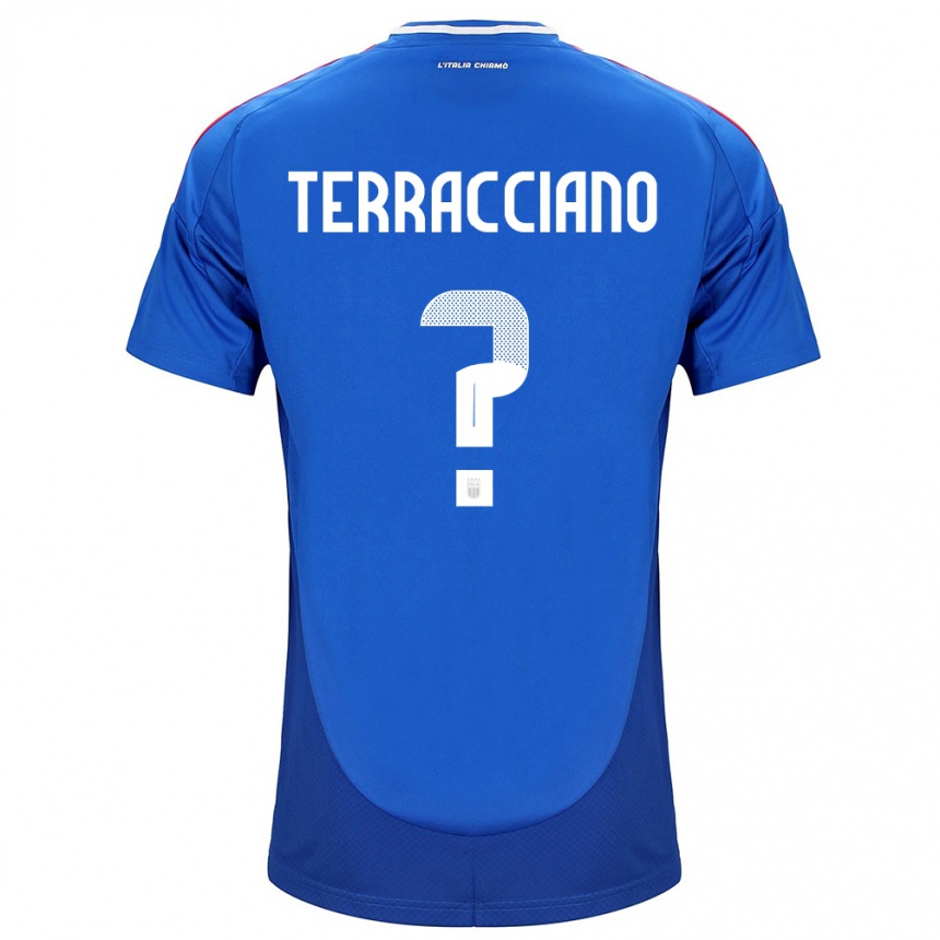 Vyrai Italija Filippo Terracciano #0 Mėlyna Namų Marškinėliai 24-26 T-Shirt