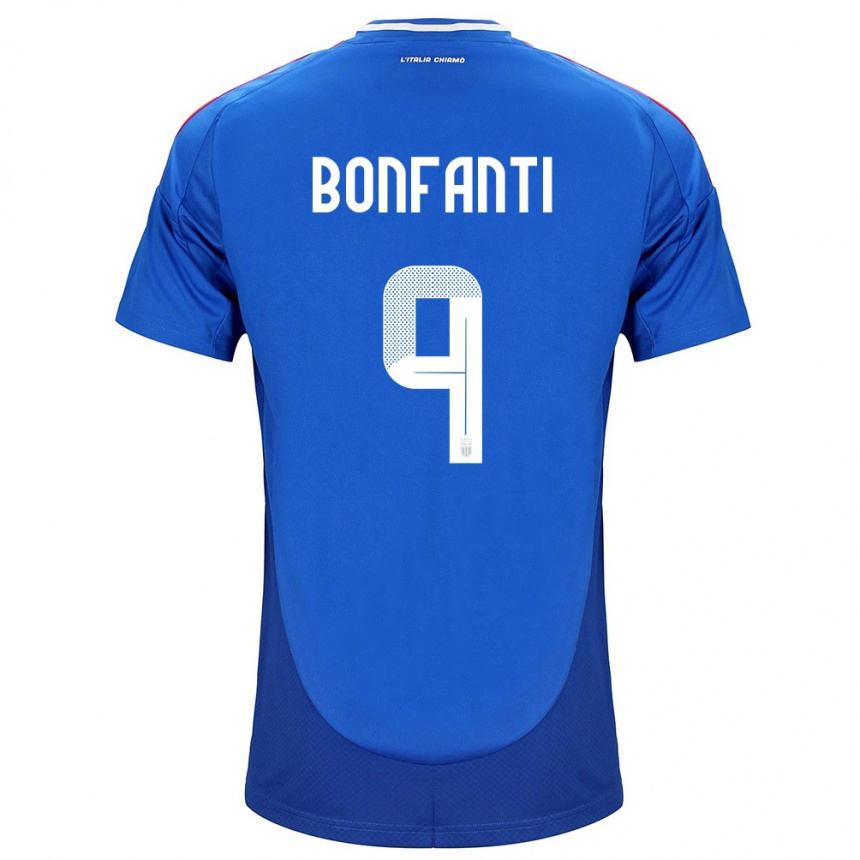 Vyrai Italija Nicholas Bonfanti #9 Mėlyna Namų Marškinėliai 24-26 T-Shirt