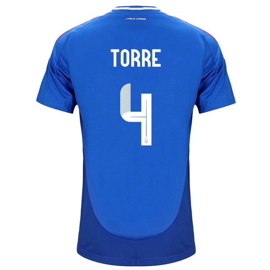 Vyrai Italija Pietro La Torre #4 Mėlyna Namų Marškinėliai 24-26 T-Shirt