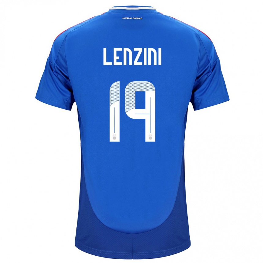 Vyrai Italija Martina Lenzini #19 Mėlyna Namų Marškinėliai 24-26 T-Shirt