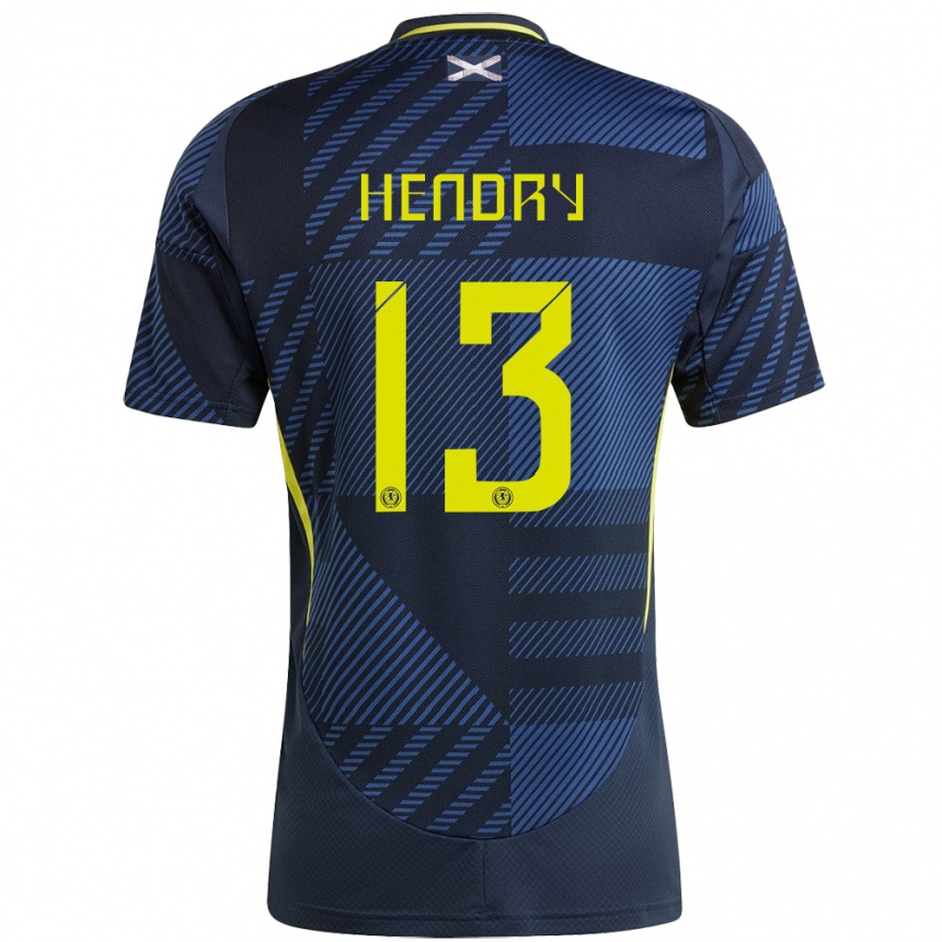 Vyrai Škotija Jack Hendry #13 Tamsiai Mėlyna Namų Marškinėliai 24-26 T-Shirt