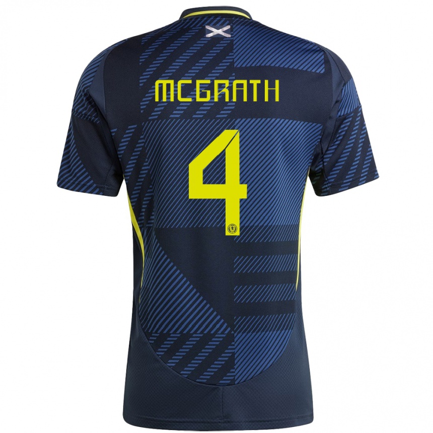 Vyrai Škotija Joseph Mcgrath #4 Tamsiai Mėlyna Namų Marškinėliai 24-26 T-Shirt