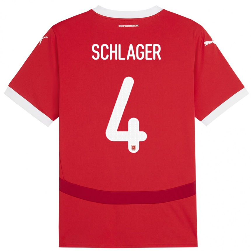 Vyrai Austrija Xaver Schlager #4 Raudona Namų Marškinėliai 24-26 T-Shirt