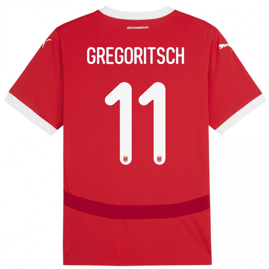 Vyrai Austrija Michael Gregoritsch #11 Raudona Namų Marškinėliai 24-26 T-Shirt