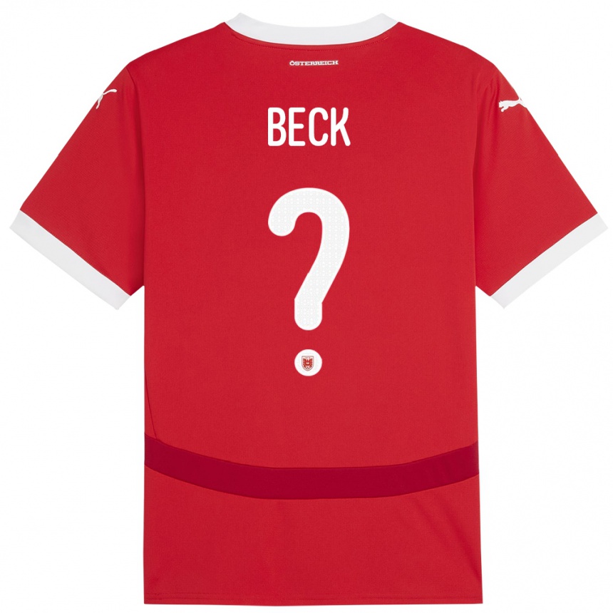 Vyrai Austrija Dominik Beck #0 Raudona Namų Marškinėliai 24-26 T-Shirt