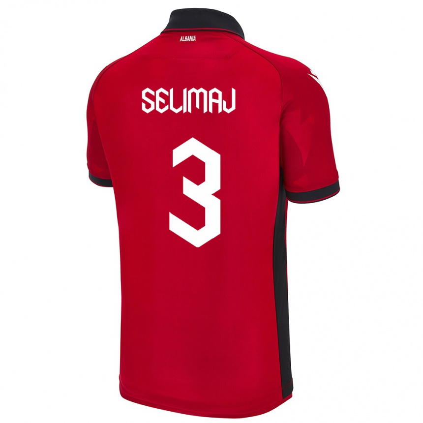 Vyrai Albanija Ermis Selimaj #3 Raudona Namų Marškinėliai 24-26 T-Shirt