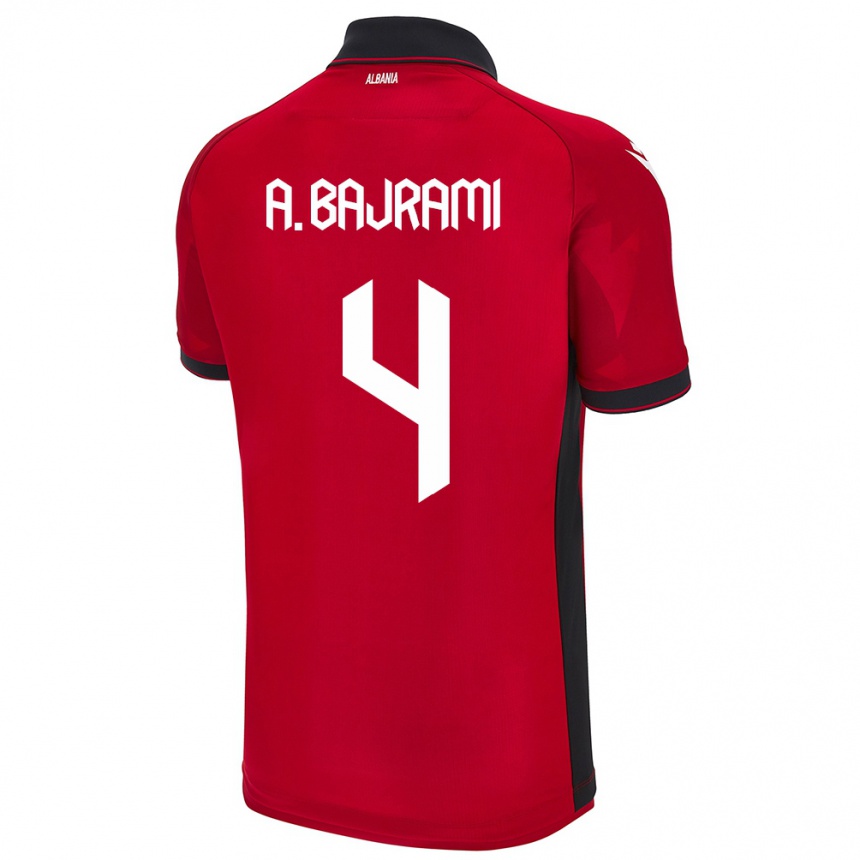 Vyrai Albanija Adrian Bajrami #4 Raudona Namų Marškinėliai 24-26 T-Shirt