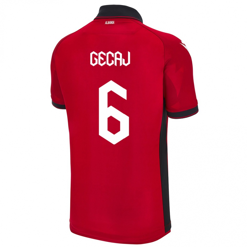 Vyrai Albanija Kris Gecaj #6 Raudona Namų Marškinėliai 24-26 T-Shirt