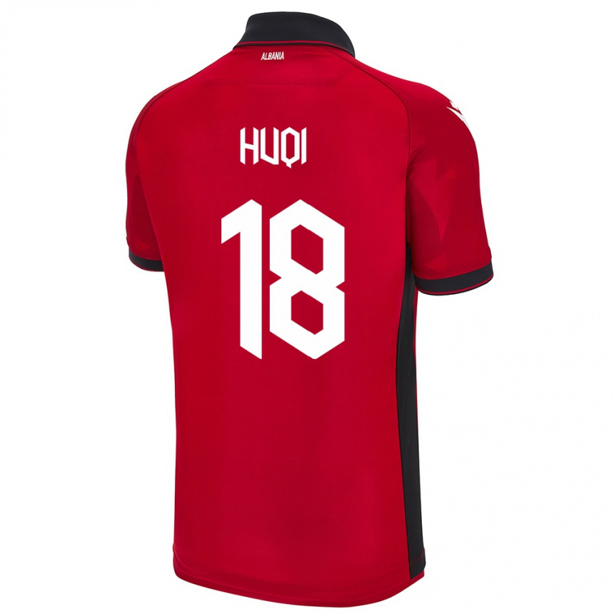 Vyrai Albanija Mattia Huqi #18 Raudona Namų Marškinėliai 24-26 T-Shirt