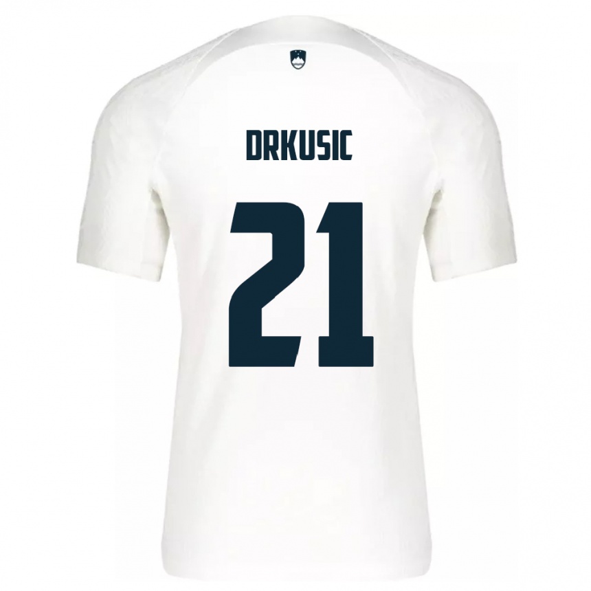 Vyrai Slovėnija Vanja Drkusic #21 Baltas Namų Marškinėliai 24-26 T-Shirt