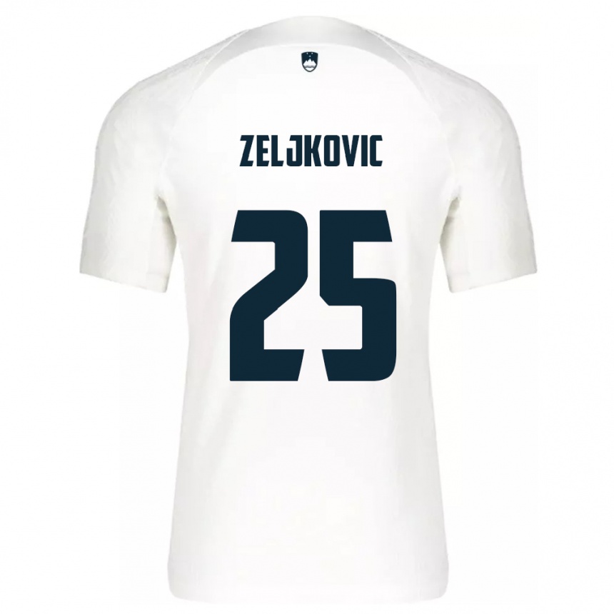 Vyrai Slovėnija Adrian Zeljkovic #25 Baltas Namų Marškinėliai 24-26 T-Shirt