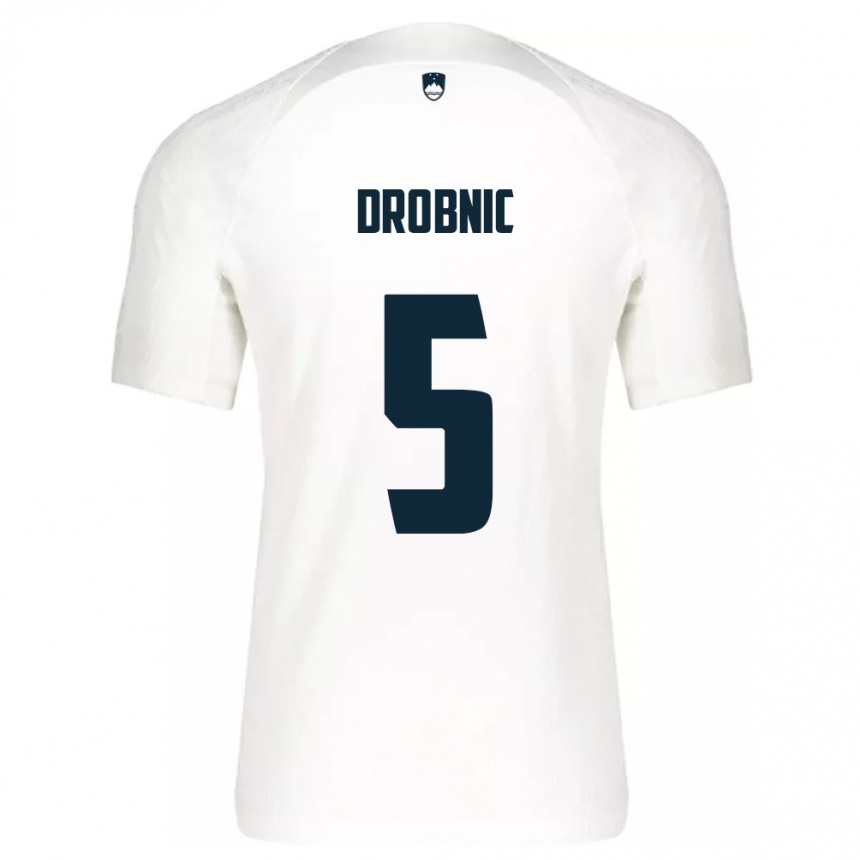 Vyrai Slovėnija Dominik Drobnic #5 Baltas Namų Marškinėliai 24-26 T-Shirt