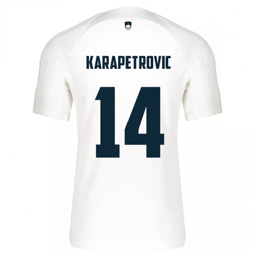 Vyrai Slovėnija Luka Karapetrovic #14 Baltas Namų Marškinėliai 24-26 T-Shirt
