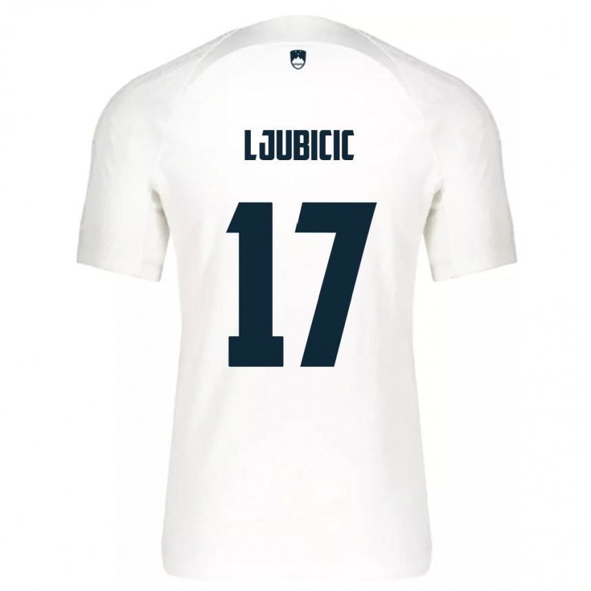 Vyrai Slovėnija Egon Ljubicic #17 Baltas Namų Marškinėliai 24-26 T-Shirt