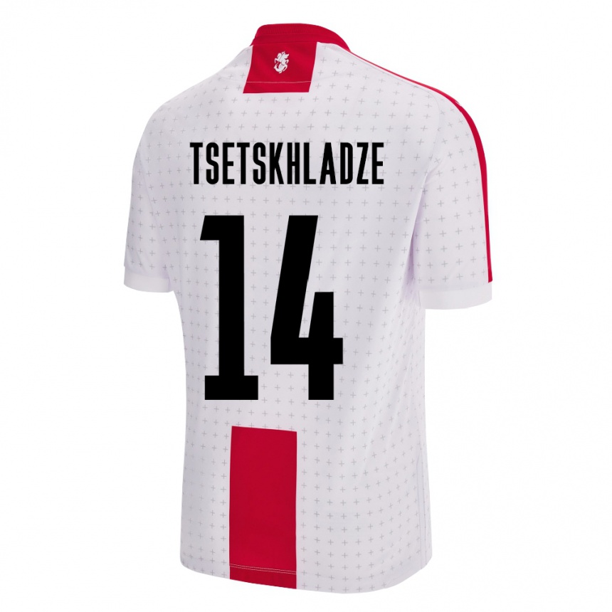 Vyrai Sakartvelas Nikoloz Tsetskhladze #14 Baltas Namų Marškinėliai 24-26 T-Shirt