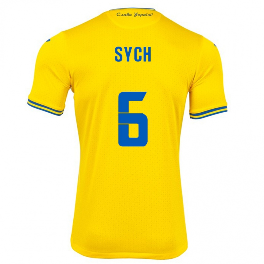 Vyrai Ukraina Oleksiy Sych #6 Geltona Namų Marškinėliai 24-26 T-Shirt