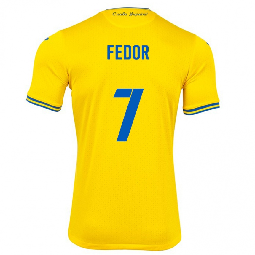 Vyrai Ukraina Oleg Fedor #7 Geltona Namų Marškinėliai 24-26 T-Shirt