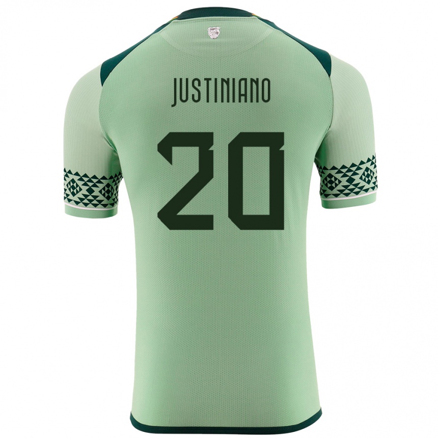 Vyrai Bolivija Leonardo Justiniano #20 Šviesiai Žalia Namų Marškinėliai 24-26 T-Shirt