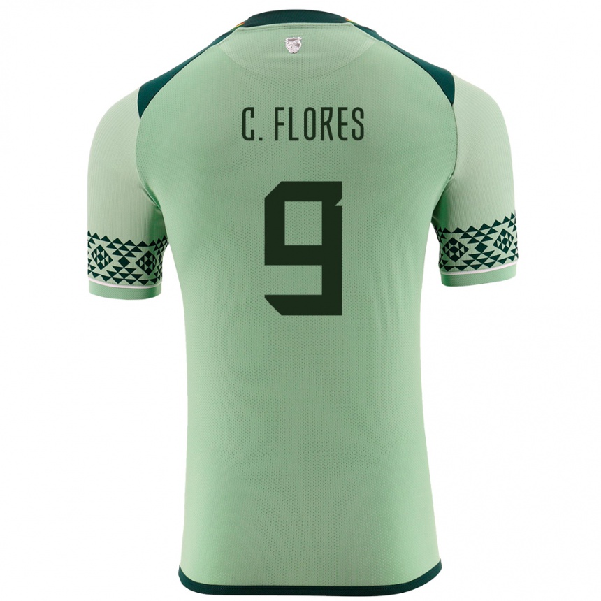Vyrai Bolivija Cesar Flores #9 Šviesiai Žalia Namų Marškinėliai 24-26 T-Shirt