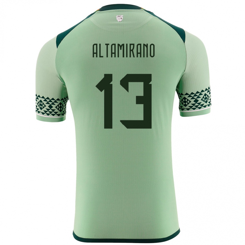 Vyrai Bolivija Sebastian Altamirano #13 Šviesiai Žalia Namų Marškinėliai 24-26 T-Shirt