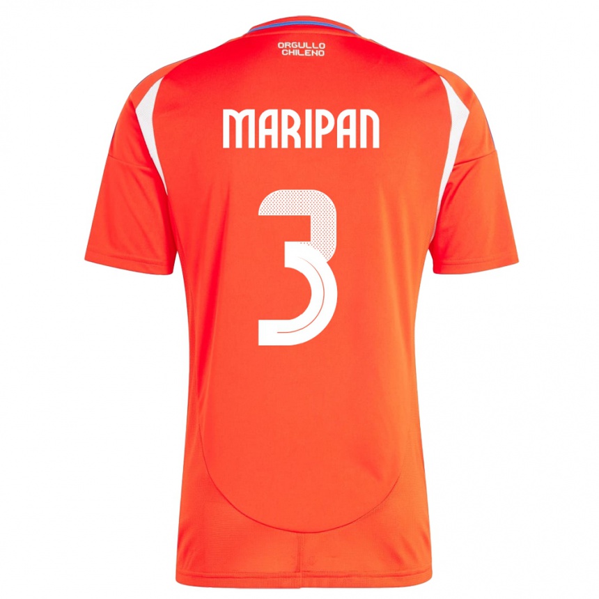 Vyrai Čilė Guillermo Maripán #3 Raudona Namų Marškinėliai 24-26 T-Shirt