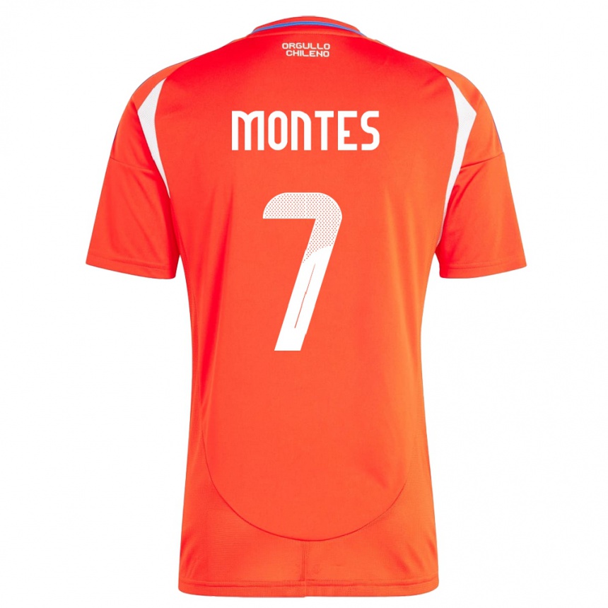 Vyrai Čilė Clemente Montes #7 Raudona Namų Marškinėliai 24-26 T-Shirt