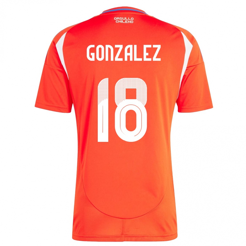 Vyrai Čilė Bryan González #18 Raudona Namų Marškinėliai 24-26 T-Shirt