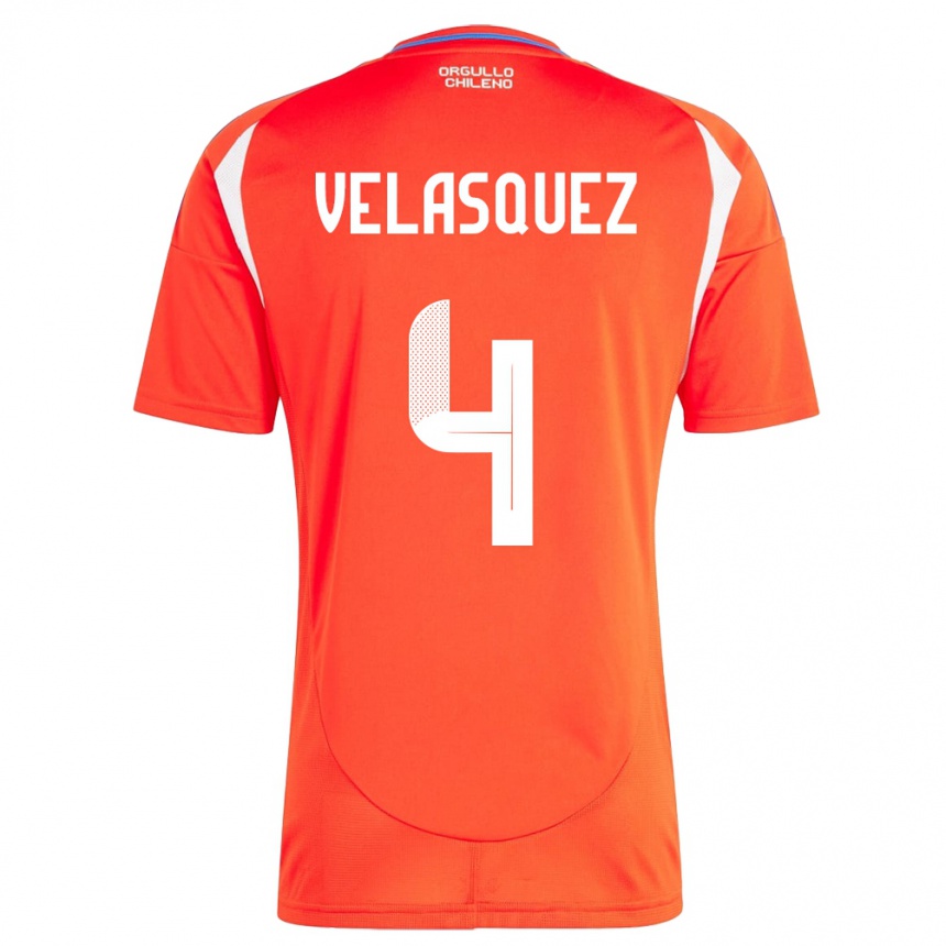 Vyrai Čilė Lucas Velásquez #4 Raudona Namų Marškinėliai 24-26 T-Shirt