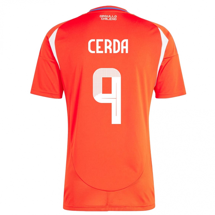 Vyrai Čilė Axel Cerda #9 Raudona Namų Marškinėliai 24-26 T-Shirt