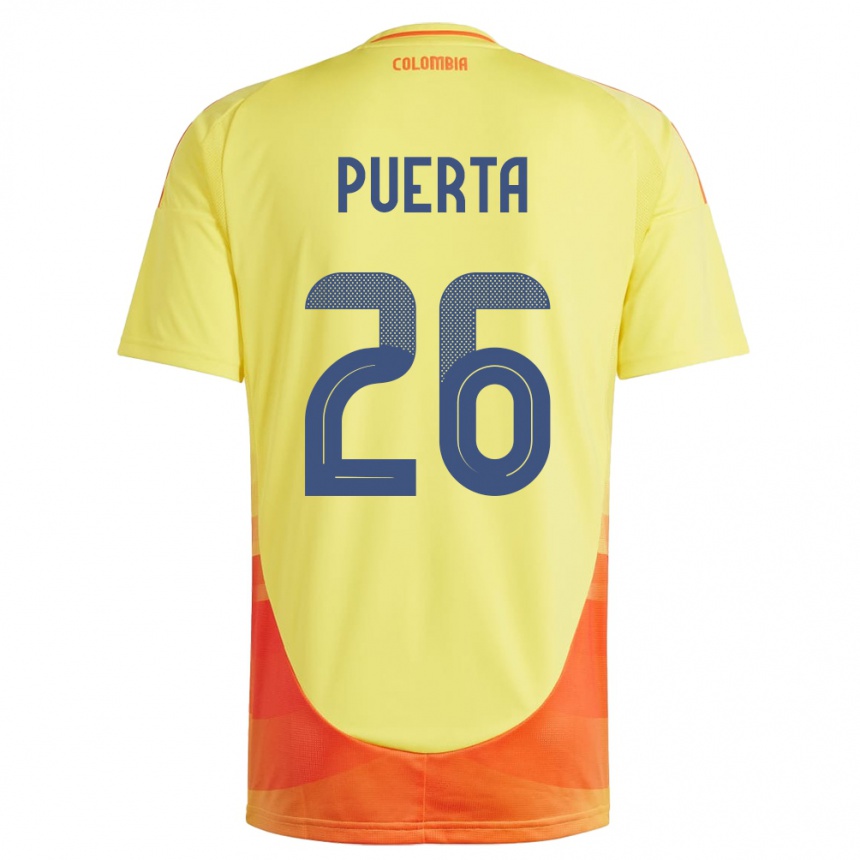 Vyrai Kolumbija Gustavo Puerta #26 Geltona Namų Marškinėliai 24-26 T-Shirt