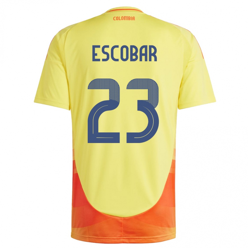 Vyrai Kolumbija Josen Escobar #23 Geltona Namų Marškinėliai 24-26 T-Shirt