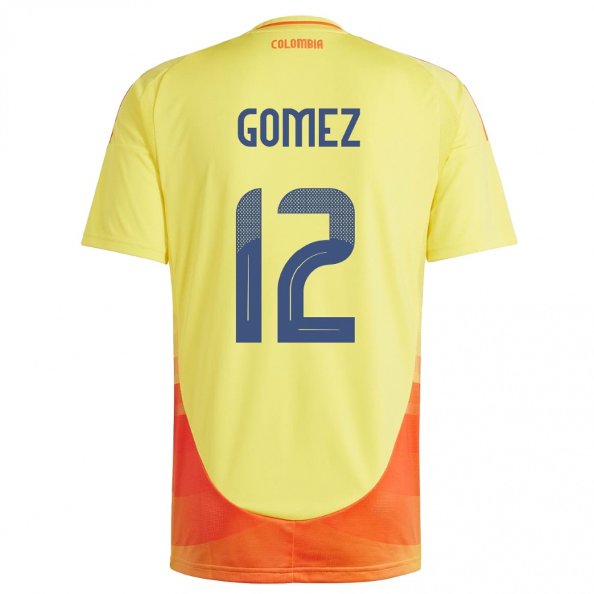 Vyrai Kolumbija Juan Gómez #12 Geltona Namų Marškinėliai 24-26 T-Shirt