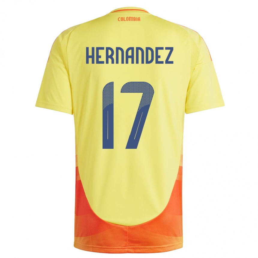 Vyrai Kolumbija Jhoan Hernández #17 Geltona Namų Marškinėliai 24-26 T-Shirt