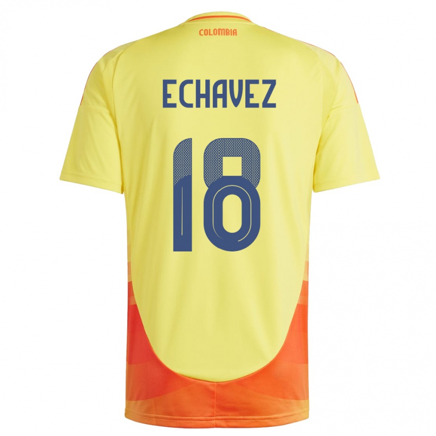 Vyrai Kolumbija Jhon Echavez #18 Geltona Namų Marškinėliai 24-26 T-Shirt