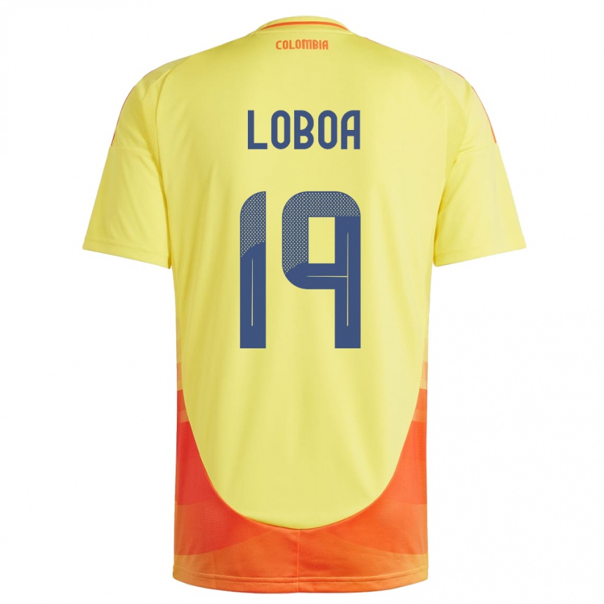 Vyrai Kolumbija Valerin Loboa #19 Geltona Namų Marškinėliai 24-26 T-Shirt