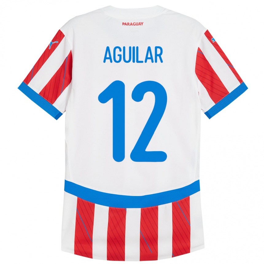 Vyrai Paragvajus Alfredo Aguilar #12 Balta Raudona Namų Marškinėliai 24-26 T-Shirt