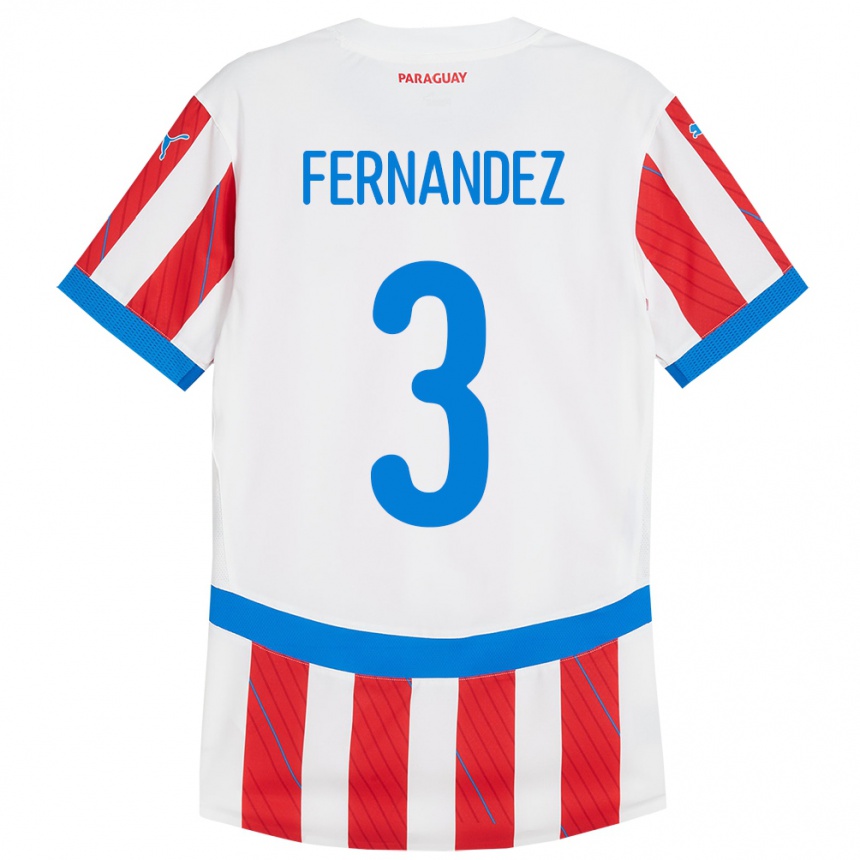 Vyrai Paragvajus Roberto Fernández #3 Balta Raudona Namų Marškinėliai 24-26 T-Shirt