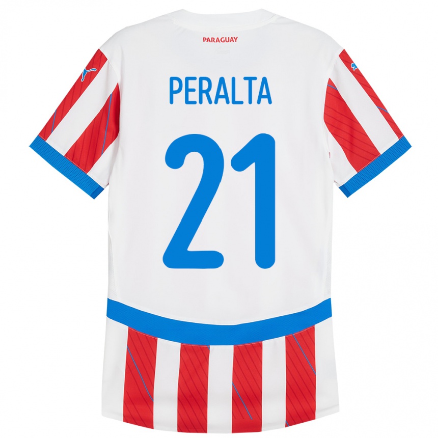 Vyrai Paragvajus Fabrizio Peralta #21 Balta Raudona Namų Marškinėliai 24-26 T-Shirt