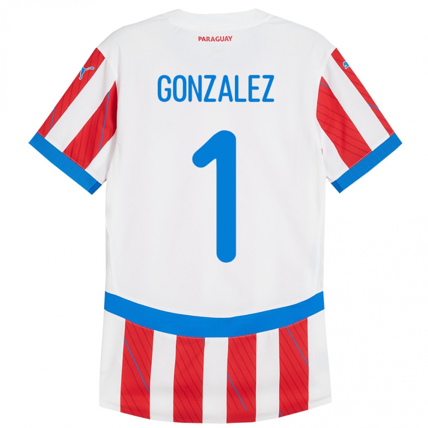 Vyrai Paragvajus Ángel González #1 Balta Raudona Namų Marškinėliai 24-26 T-Shirt