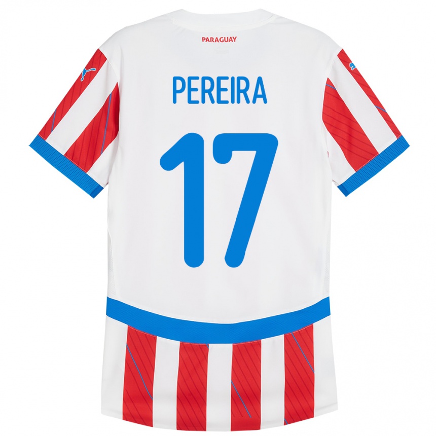 Vyrai Paragvajus Kevin Pereira #17 Balta Raudona Namų Marškinėliai 24-26 T-Shirt