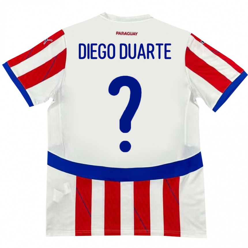 Vyrai Paragvajus Diego Duarte #0 Balta Raudona Namų Marškinėliai 24-26 T-Shirt