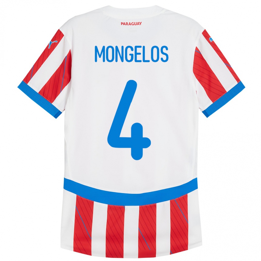 Vyrai Paragvajus Rolando Mongelós #4 Balta Raudona Namų Marškinėliai 24-26 T-Shirt