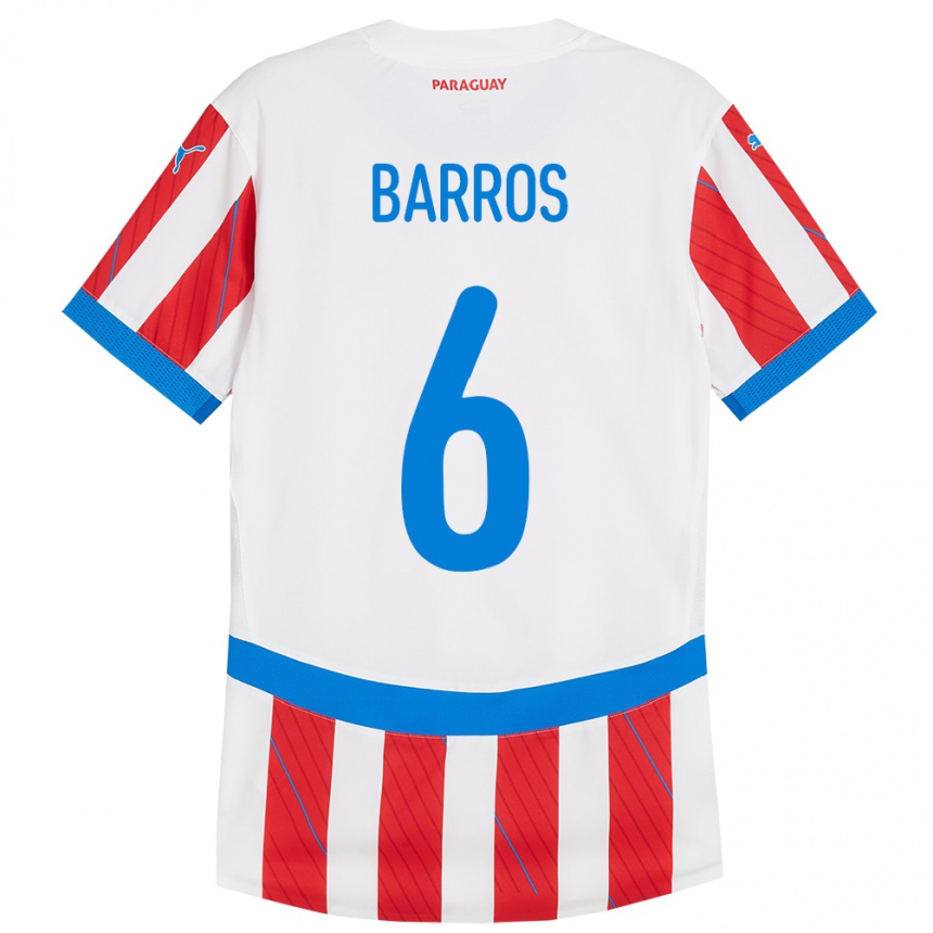 Vyrai Paragvajus Natalia Barros #6 Balta Raudona Namų Marškinėliai 24-26 T-Shirt