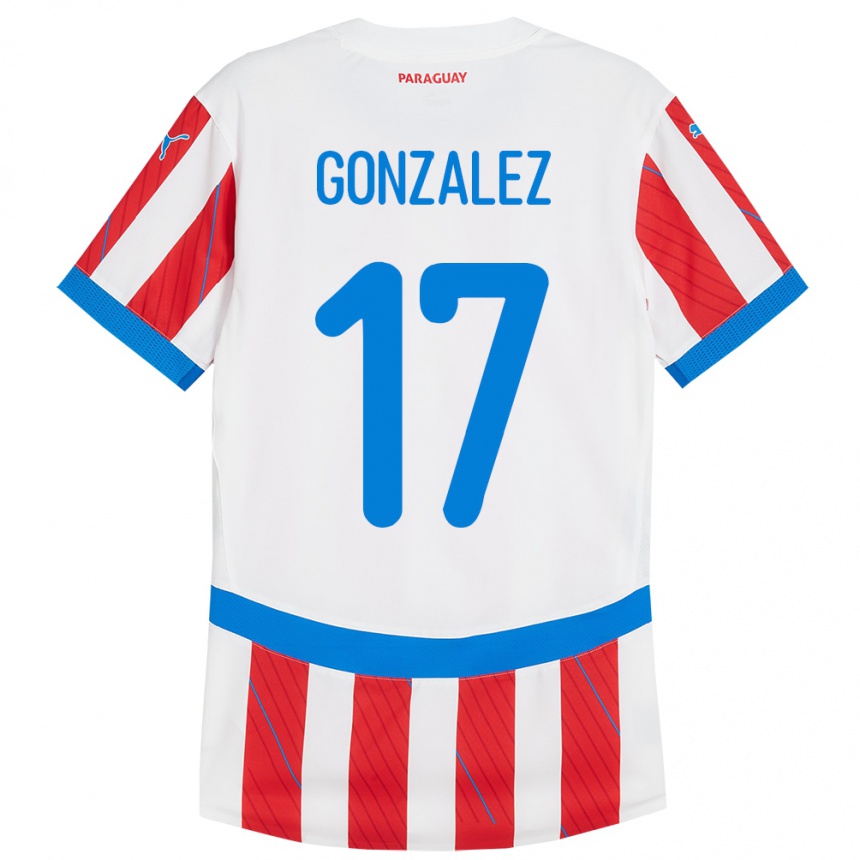 Vyrai Paragvajus Lourdes González #17 Balta Raudona Namų Marškinėliai 24-26 T-Shirt