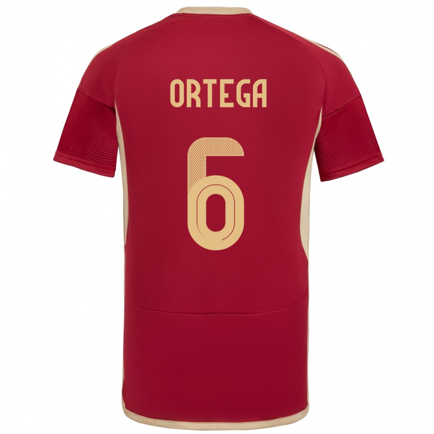 Vyrai Venesuela Bryant Ortega #6 Burgundija Namų Marškinėliai 24-26 T-Shirt