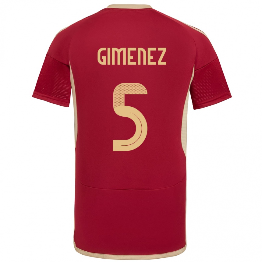 Vyrai Venesuela Yenifer Giménez #5 Burgundija Namų Marškinėliai 24-26 T-Shirt