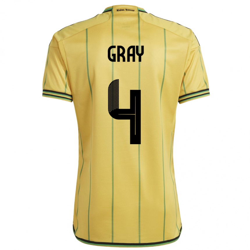 Vyrai Jamaika Tayvon Gray #4 Geltona Namų Marškinėliai 24-26 T-Shirt