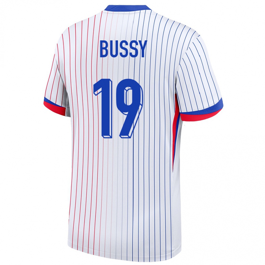 Vyrai Prancūzija Kessya Bussy #19 Baltas Išvykos Marškinėliai 24-26 T-Shirt