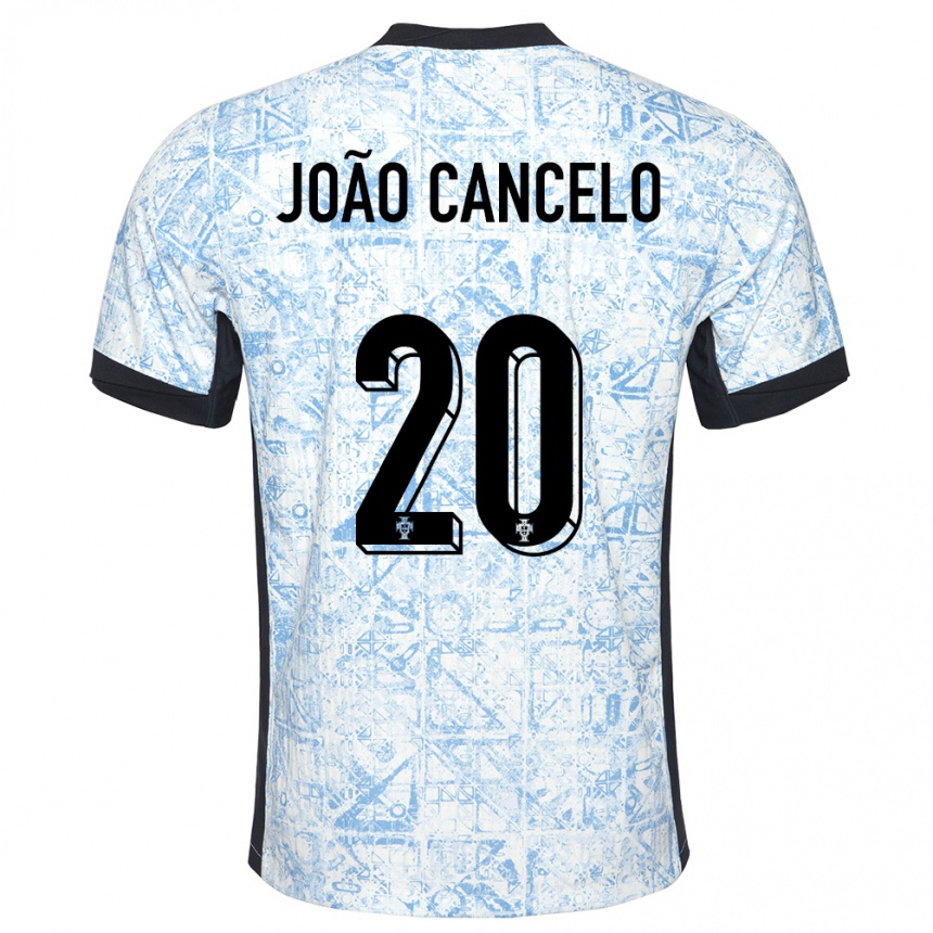 Vyrai Portugalija Joao Cancelo #20 Kreminė Mėlyna Išvykos Marškinėliai 24-26 T-Shirt