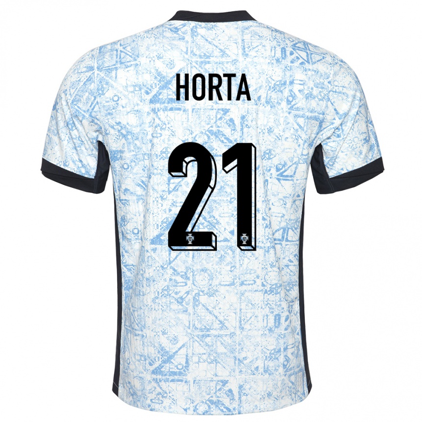 Vyrai Portugalija Ricardo Horta #21 Kreminė Mėlyna Išvykos Marškinėliai 24-26 T-Shirt